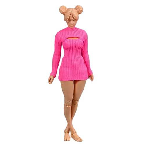 HiPlay 1/12 Rough Stripe Dress Split Sweater Rose Red Kleidung Zubehör für 6" Figur von HiPlay