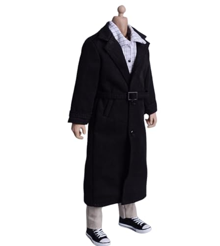 HiPlay 1/12 Scale Figure Doll Clothes: Black Long Trench Coat for 6-inch Collectible Action Figure YLFYA von HiPlay