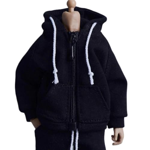 HiPlay 1/12 Scale Figure Doll Clothes: Black Zipper Sweatshirt Hoodie Top for 6-inch Collectible Action Figure HSYDSY von HiPlay