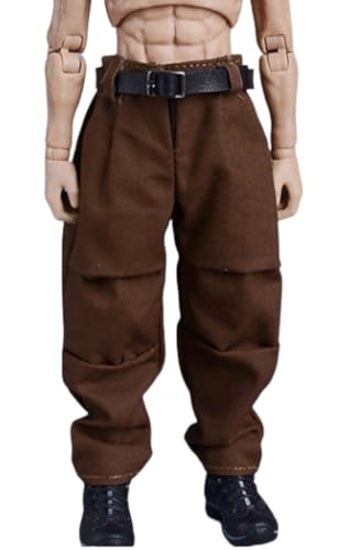 HiPlay 1/12 Scale Figure Doll Clothes: Dark Brown Casual Workwear Harlan Pants & Black Belt for 6-inch Collectible Action Figure XXGZKSZS von HiPlay