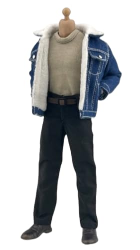 HiPlay 1/12 Scale Figure Doll Clothes: Lamb Down Denim Jacket for 6-inch Collectible Action Figure (CCN1208,White) von HiPlay