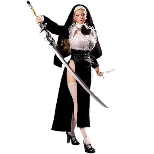 HiPlay 1/6 Female Soldier Doll Halloween Nonnenkostüm Uniform Nonnen Cosplay Outfit Schwarz und Weiß für Actionfiguren von HiPlay