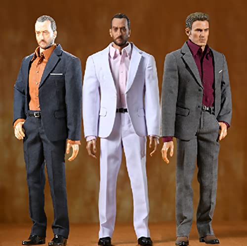 HiPlay 1/6 Maßstab männliche Figur, Puppenkleidung, mehrfarbiges Hemd, Hose, Mantel und Schuhe, Anzug Outfit für 30,5 cm große Actionfigur Phicen/TBLeague CM150 (grau) von HiPlay