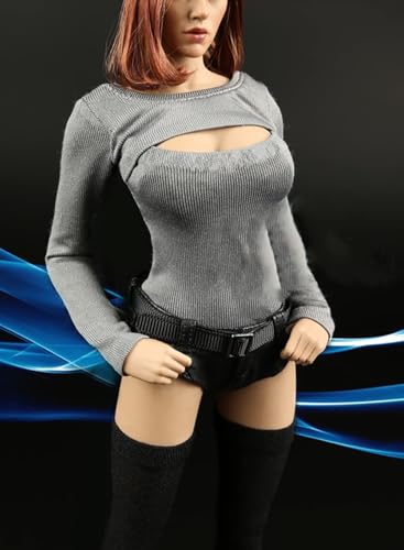 HiPlay 1/6 Scale 12 Inches Female Figure Doll Clothes, Handmade Leatherette Costume, Bodysuit Outfit for Phicen,TBLeague JIAOU Action Figure PIYI(09Grey) von HiPlay