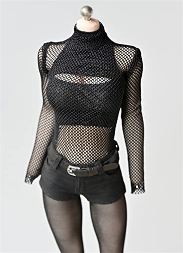 HiPlay 1/6 Scale 12 Inches Female Figure Doll Clothes, Handmade Top+Shorts+T-Shirt Bodysuit, Outfit for Phicen,TBLeague JIAOU Action Figure TZ12(Black) von HiPlay