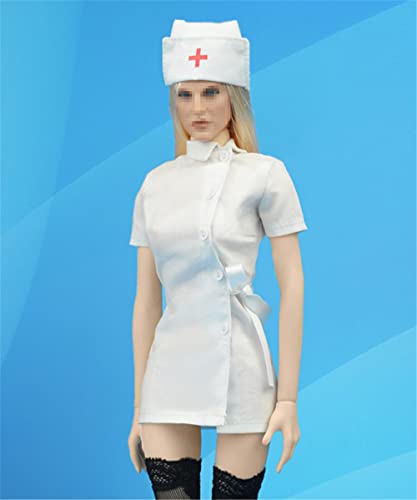 HiPlay 1/6 Scale Figure Doll Clothes, Hat+Nurse Dress+Underwear+Stockings, Outfit Costume for 12 inch Female Action Figure Phicen/TBLeague CM108(White) von HiPlay