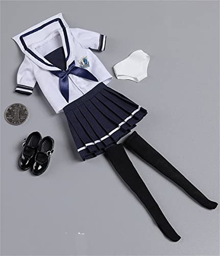 HiPlay 1/6 Scale Figure Doll Clothes, School Girl Suit, Shirt+Short Skirt+Stockings+Shoes Outfit Costume for 12 inch Female Action Figure Phicen/TBLeague CM217(A) von HiPlay