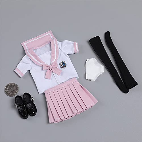 HiPlay 1/6 Scale Figure Doll Clothes, School Girl Suit, Shirt+Short Skirt+Stockings+Shoes Outfit Costume for 12 inch Female Action Figure Phicen/TBLeague CM217(D) von HiPlay