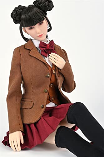 HiPlay 1/6 Scale Figure Doll Clothes, School Girl Suit, Shirt+Skirt+Vest+Coat+Stockings Outfit Costume for 12 inch Female Action Figure Phicen/TBLeague CM216(A) von HiPlay