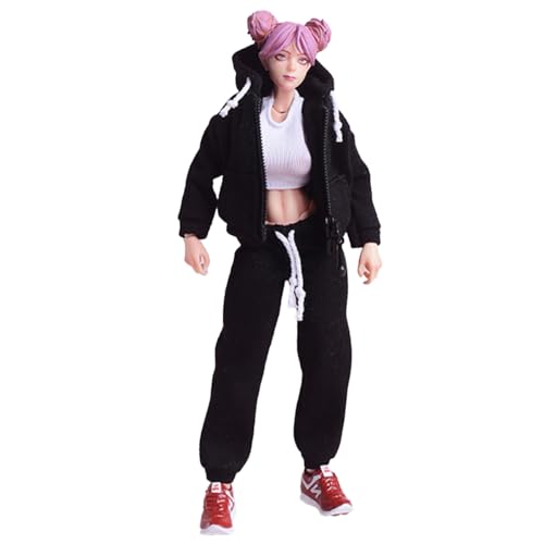 HiPlay ATStory 1/12 Scale Figure Doll Clothes: Zipper Hoodie Women's Tracksuit Set - Black for 6-inch Collectible Action Figure LLYDTZHS von HiPlay