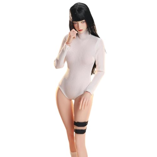 HiPlay JIAOUDOLL 1/6 Female Knieschoner + Bodysuit + Mittellange Socken Weiß Puppenkleidung Zubehör für 12-Zoll-Figuren von HiPlay