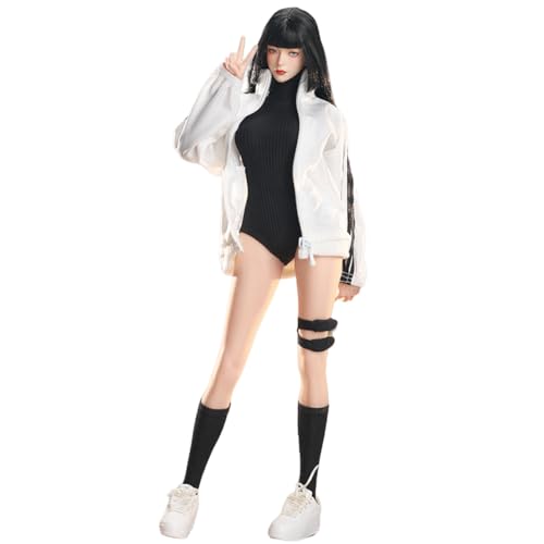 HiPlay JIAOUDOLL 1/6 Female Sports Jumpsuit Set Weiße Jacke mit Schwarzem Jumpsuit Puppenkleidung Accessoire für 12-Zoll-Figur von HiPlay