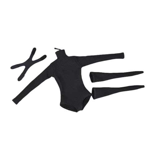 HiPlay JIAOUDOLL 1/6 Weibliche Knieschoner + Bodysuit + Mittellange Socken Schwarze Puppenkleidung Zubehör für 12-Zoll-Figur von HiPlay