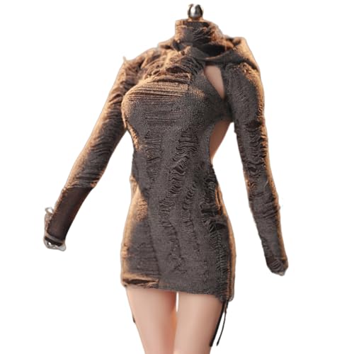 HiPlay JIAOUDOLL Gerüschtes Post-Apokalyptisches Langkleid Distressed Version - Braune Puppenkleidung Zubehör für 1/6 Skala 12-Zoll Figur von HiPlay