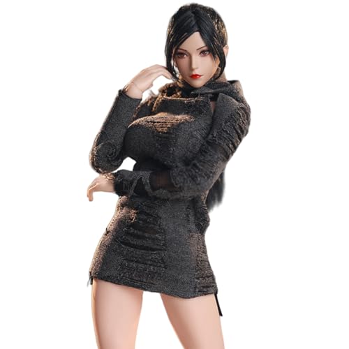 HiPlay JIAOUDOLL Gerüschtes Post-Apokalyptisches Langkleid Distressed Version - Grau Schwarz Puppenkleid Zubehör Passend für 1/6 Skala 12-Zoll Figur von HiPlay