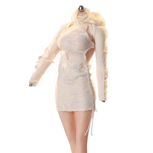 HiPlay JIAOUDOLL Gerüschtes Post-Apokalyptisches Stil Langkleid Distressed Version - Hellaprikot Puppenkleid Zubehör Passend für 1/6 Skala 12-Zoll Figur von HiPlay