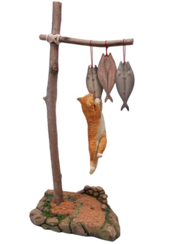 HiPlay JXK Collectible Cat Figure: Cats That eat Fish 2.0, Expertly Hand-Painted, Lifelike, Safe Resin, 1:6 Scale Miniature Animal Figurine JXK168B von HiPlay