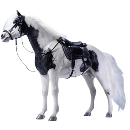 HiPlay JXK Collectible Horse Figure: Black and White American Paint Horse, Expertly Hand-Painted, Lifelike, Safe Resin, 1:6 Scale Miniature Animal Figurine HM094C von HiPlay