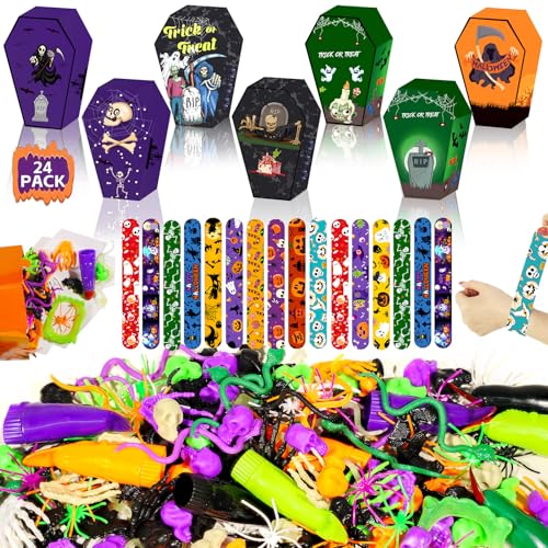 Hiawbon Halloween-Sarg-Box-Sortiment, 318 Stück Leckerli-Tütenfüller, Leckerei-Tütenfüller, Sortiment für Halloween-Geschenke, 24 Stück von Hiawbon