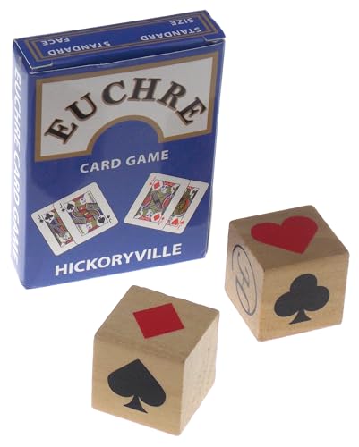 Hickoryville Euchre Bundle - 3 Artikel: 2 Euchre-Decks in 1 Box und 2 Anzugmarkierungswürfel Hickoryville Euchre Bundle - 3 Artikel: 2 Euchre-Decks in 1 Box und 2 Anzugmarkierungswürfel von Hickoryville