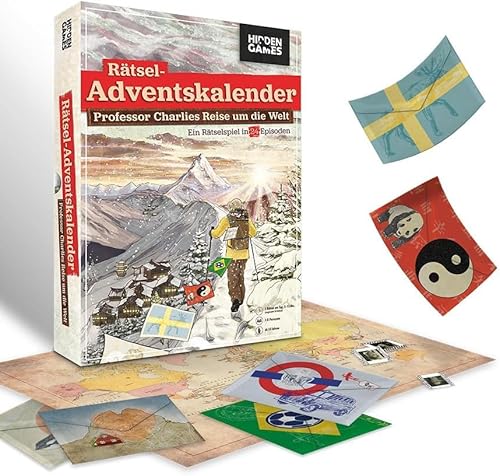 Hidden Games - Professor Charlie Weltreise - Puzzle Adventskalender für 1-6 Personen ab 14 Jahren - 24 Einzelpuzzles von Hidden Games