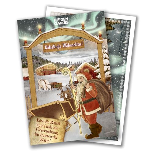 Hidden Games individualisierbare Rätselkarte, Geschenkverpackung, Gutscheinverpackung, Weihnachtskarte, Escape Room Karte - Rätselhafte Weihnachten von Hidden Games