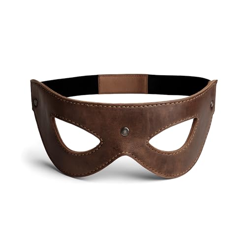 Hide & Play, Augenmaske handgefertigt aus Vollnarbenleder - Maskerade Maske Kostüm Party Halloween Tolles Accessoire - Bourbon Braun von Hide & Play