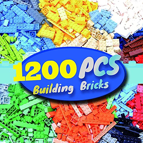 Bausteine 1200 Teile Kompatibel mit Lego,Basic Building Bricks Set,Bulk Bausteine Classis Color Farben,Building Bricks Block für 6 Jahren Kinder,Kompatibel Mit Allen Gängigen Marken Steine Box von Hiegvor