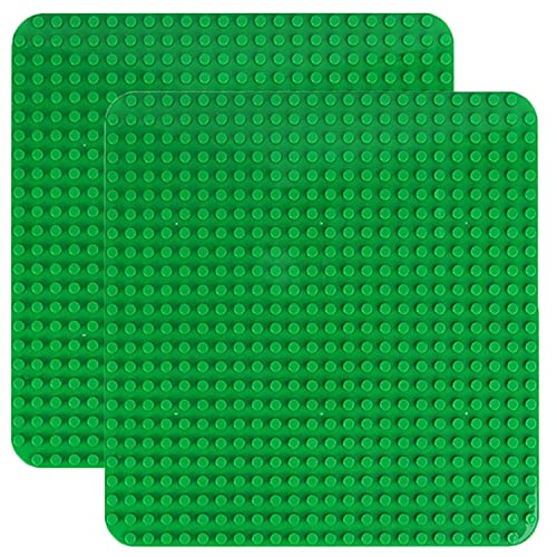 Große Bauplatte Kompatibel mit Lego Duplo Platten, Classic große Grundplatte,38.4 * 38.4cm Platten-Set für Kreatives Spielen, Grün (2 Stück) von Hiegvor
