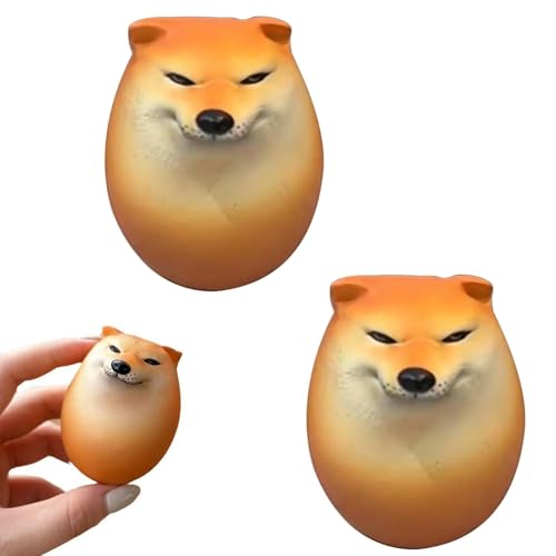 2 Stück Shiba Squishy Toys, Hundeei Weiche Stress Reliefs Squishy Spielzeug, Neuheit Anti Stress Spielzeug Bälle Squeeze Antistressball, Sensorisches Quetschspielzeug Stressbälle Kinder Erwachsene von Hiemible