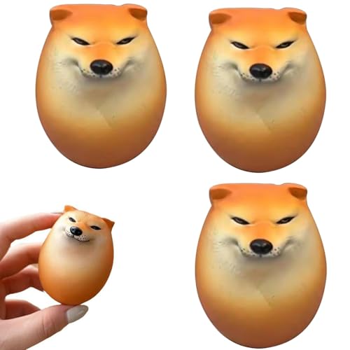 3 Stück Shiba Squishy Toys, Hundeei Weiche Stress Reliefs Squishy Spielzeug, Neuheit Anti Stress Spielzeug Bälle Squeeze Antistressball, Sensorisches Quetschspielzeug Stressbälle Kinder Erwachsene von Hiemible