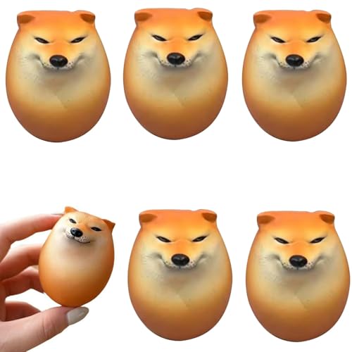5 Stück Shiba Squishy Toys, Hundeei Weiche Stress Reliefs Squishy Spielzeug, Neuheit Anti Stress Spielzeug Bälle Squeeze Antistressball, Sensorisches Quetschspielzeug Stressbälle Kinder Erwachsene von Hiemible