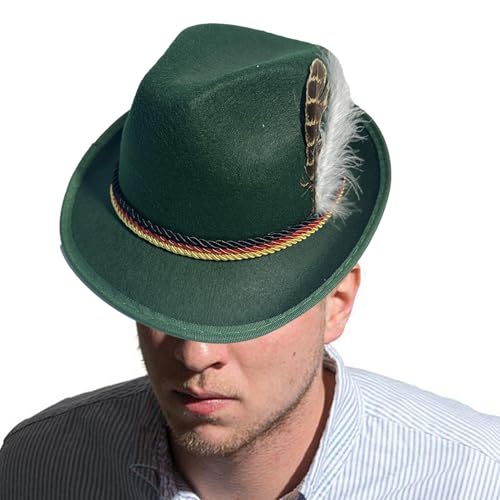 Bayerischer Trachtenhut Herren Mit Feder, Bayern Hut Oktoberfest, Deutsche Oktoberfest Hüte, Bayern Trachtenhut Filzhut, Jägerhut Filz Fasching Karneval Für Oktoberfest, Bayerischer Fedora Hut Party von Hiemible
