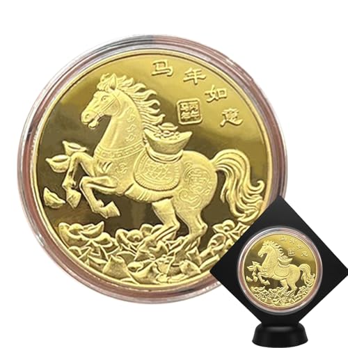 Hiemible Chinesisches Neujahr Goldene Glücksmünze, 2026 Jahr des es Gedenkmünze, Gedenk Souvenir Sammlerstück für Erwachsene Männer Familie Freunde von Hiemible