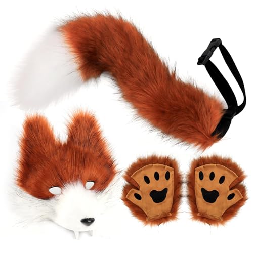 Hiemible Wolf Cosplay Set | Kunstwolf Verkleidungszubehör | Damen Tier Kostüm für Party Karneval Weihnachten Rollenspiel | Bühnenaufführung Modenschau Maskerade Verkleidung von Hiemible