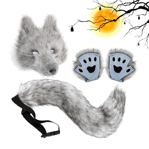 Hiemible Wolf Kostüm Set | Halloween Wolf Verkleidungsset | Damen Tier Kostüm Outfit für Rollenspiel Bühnenauftritt | Maskerade Weihnachten Halloween Cosplay Hiemible Wolf Kostüm Set | Halloween Wolf Verkleidungsset | Damen Tier Kostüm Outfit für Rollenspiel Bühnenauftritt | Maskerade Weihnachten Halloween Cosplay von Hiemible