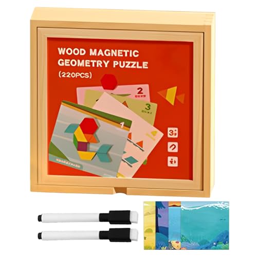 Holz Magnetische Bausteine Set Mit Karte, 220Pcs Magnetisches Tangram, Magnetpuzzle Geometrisches Puzzle Spiele, Tangram Kinder Geometrische Formen Holzpuzzles Pädagogisches Montessoris Spielzeug Holz Magnetische Bausteine Set Mit Karte, 220Pcs Magnetisches Tangram, Magnetpuzzle Geometrisches Puzzle Spiele, Tangram Kinder Geometrische Formen Holzpuzzles Pädagogisches Montessoris Spielzeug von Hiemible
