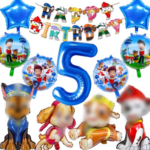 Hierein Paw Hund Geburtstagsdeko 5 Jahre, XXL Hund Patrol Ballons Kindergeburtstag Deko mit Banner, 12 Stück Paw Dog Luftballons Deko Geburtstag für 5 Jahre Geburtstag Kinder Jungen, Party Deko Hierein Paw Hund Geburtstagsdeko 5 Jahre, XXL Hund Patrol Ballons Kindergeburtstag Deko mit Banner, 12 Stück Paw Dog Luftballons Deko Geburtstag für 5 Jahre Geburtstag Kinder Jungen, Party Deko von Hierein