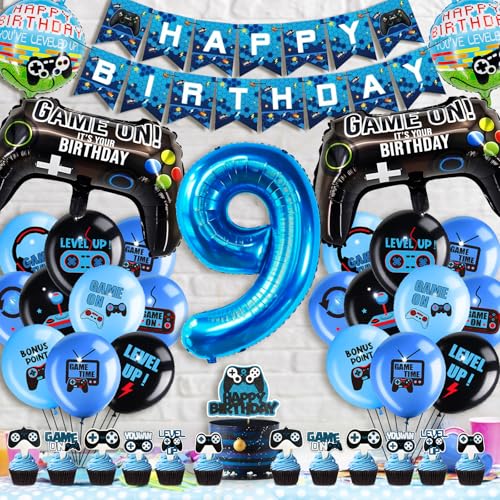 Hierein Gamer Geburtstagsdeko 9 Jahre, XXL Gaming Controller Luftballons Deko Geburtstag, 37 Stück Videospiel Folienballon Kindergeburtstag Deko für Junge, Party Geburtstag Deko mit Tortendeko Banner Hierein Gamer Geburtstagsdeko 9 Jahre, XXL Gaming Controller Luftballons Deko Geburtstag, 37 Stück Videospiel Folienballon Kindergeburtstag Deko für Junge, Party Geburtstag Deko mit Tortendeko Banner von Hierein
