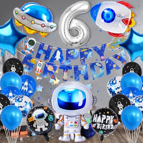 Hierein Weltraum Kindergeburtstag Deko 6 Jahre, 25 Stück Astronaut Luftballons Geburtstagsdeko Jungen, XXL Folienballons Deko Geburtstag mit Banner für 6 Jahre Junge Kinder, Weltraum Geburtstagsdeko Hierein Weltraum Kindergeburtstag Deko 6 Jahre, 25 Stück Astronaut Luftballons Geburtstagsdeko Jungen, XXL Folienballons Deko Geburtstag mit Banner für 6 Jahre Junge Kinder, Weltraum Geburtstagsdeko von Hierein