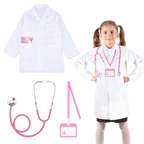 3 Stück Arztkoffer Kinder,Arztkittel Kinder Laborkittel Stethoskop Doktor Zubehör Arzt Kostüm Rollenspiel für Kinder Jungen Mädchen ab 3 Jahre von Hifot