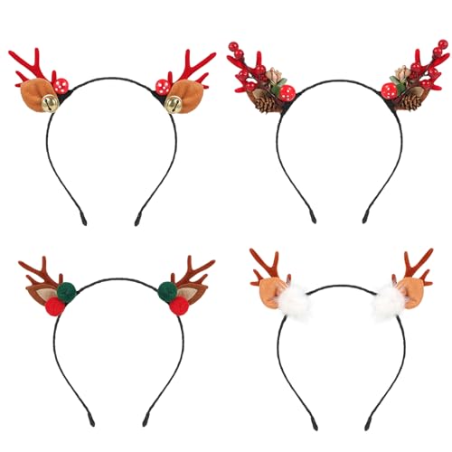 4 Stück Haarreif Weihnachten Für Erwachsene Und Kinder - Rentier Geweih Haarreifen, Elchgeweih Stirnband - Weihnachts Haarschmuck Kopfschmuck Für Damen Und Mädchen 4 Stück Haarreif Weihnachten Für Erwachsene Und Kinder - Rentier Geweih Haarreifen, Elchgeweih Stirnband - Weihnachts Haarschmuck Kopfschmuck Für Damen Und Mädchen von Hifot