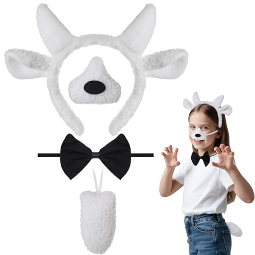4 Stück Schaf Kostüm Kinder Erwachsene Set, Schaf Ohren Haarreif Schwanz Nase Fliege, Schafkostüm Zubehör Tierkostüm Erwachsene Kinder für Halloween Karneval Fasching Nativity Thema Party Cosplay 4 Stück Schaf Kostüm Kinder Erwachsene Set, Schaf Ohren Haarreif Schwanz Nase Fliege, Schafkostüm Zubehör Tierkostüm Erwachsene Kinder für Halloween Karneval Fasching Nativity Thema Party Cosplay von Hifot