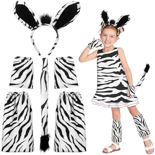 6Stk Zebra Kostüm Set, Zebra Ohren Haarreif Fliege Handschuhe Beinwärmer Schwanz, Zebra Tier Verkleidung Outfit Tier Kostüm Zubehör für Kinder Erwachsene für Halloween Karneval Cosplay Party Favors 6Stk Zebra Kostüm Set, Zebra Ohren Haarreif Fliege Handschuhe Beinwärmer Schwanz, Zebra Tier Verkleidung Outfit Tier Kostüm Zubehör für Kinder Erwachsene für Halloween Karneval Cosplay Party Favors von Hifot