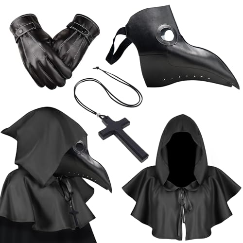 HIFOT Pestdoktor Kostüm Herren Damen Plague Doctor Costume Erwachsene Pestdoktor Maske Mittelalter Steampunk Halloween Kostüm Leder Pestmaske Holz Halskette Kreuz Handschuhe Mantel Pest Doktor Cosplay HIFOT Pestdoktor Kostüm Herren Damen Plague Doctor Costume Erwachsene Pestdoktor Maske Mittelalter Steampunk Halloween Kostüm Leder Pestmaske Holz Halskette Kreuz Handschuhe Mantel Pest Doktor Cosplay von Hifot