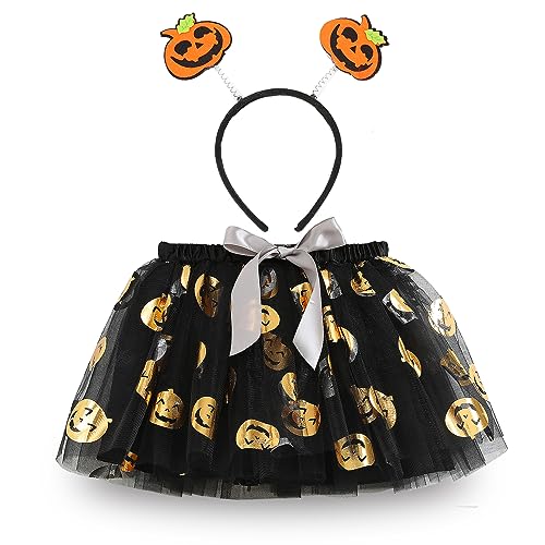 Halloween Kostüm Kinder Mädchen,Kürbis Tutu Rock Halloween Haarreifen Kürbis Kostüm Karneval Kostüm Kinder Mädchen von Hifot