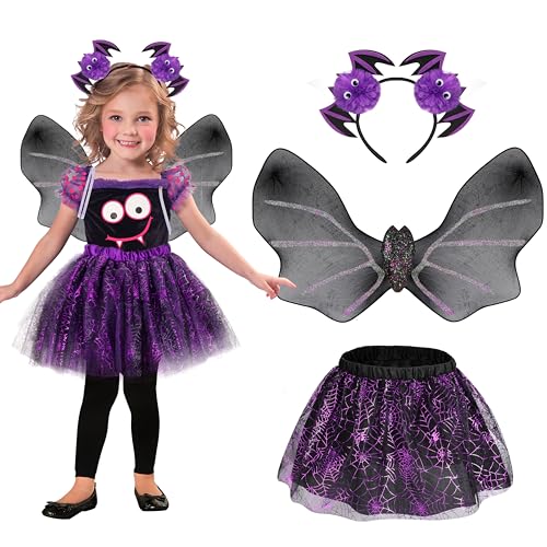 Kostüm Spinne Kinder Mädchen,Tüllrock Spinnenrucksack Spinne Haarreifen Halloween Kostüm Kinder Spinne Verkleidung Karneval Rollenspiele Party von Hifot