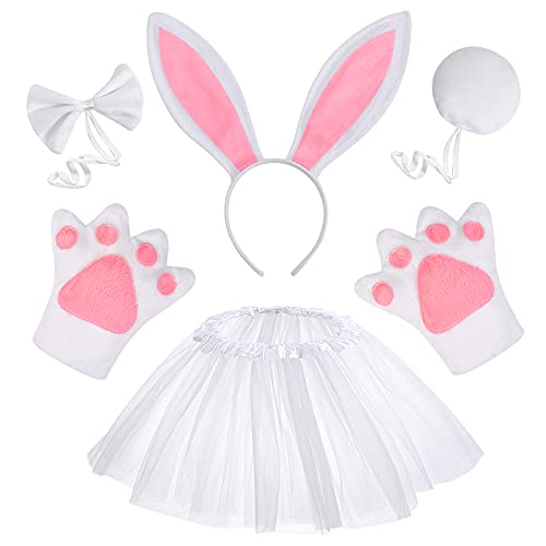 Hifot Hase Kostüm Kinder Bunny Ostern Costume Bunny Ohren Bowtie Schwanz Handschuhe Tutu Kleid Halloween Party Kostüm Anzug für Kinder von Hifot