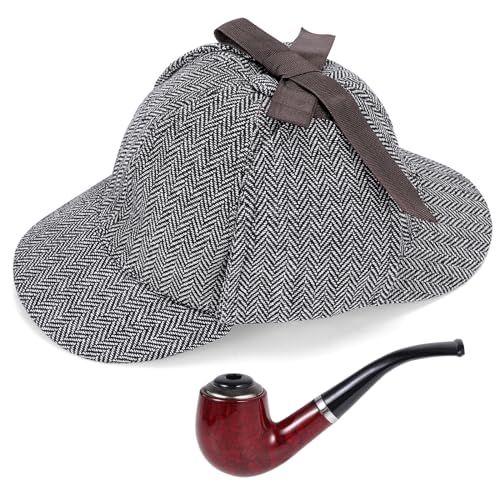 Hifot 2 STK Detektiv Kostüm Zubehör Set Sherlock Holmes Kostüm 20er Jahre Detektiv Kostüm Kinder Jungen Detektiv Kostüm Damen Detektiv Kostüm Herren Detektiv Rollenspiel Kostümzubehör Einheitsgröße von Hifot