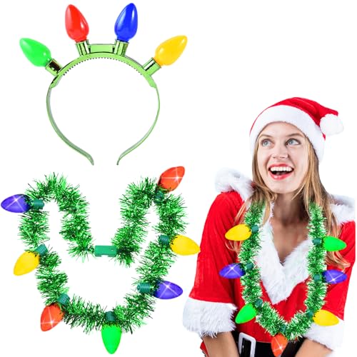 Hifot 2 Stück Glühbirne LED Haarreif Light Up LED Halskette Weihnachten Haarreif Accessoires Lichterkette Halskette 3 Verschiedenen Blinkenden Licht-Modi Kinder Damen Weihnachten-Zubehör Liefert Hifot 2 Stück Glühbirne LED Haarreif Light Up LED Halskette Weihnachten Haarreif Accessoires Lichterkette Halskette 3 Verschiedenen Blinkenden Licht-Modi Kinder Damen Weihnachten-Zubehör Liefert von Hifot